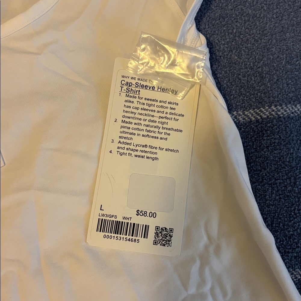 Lululemon Athletica White Cap-Sleeve Henley T-Shirt - Picture 2 of 4